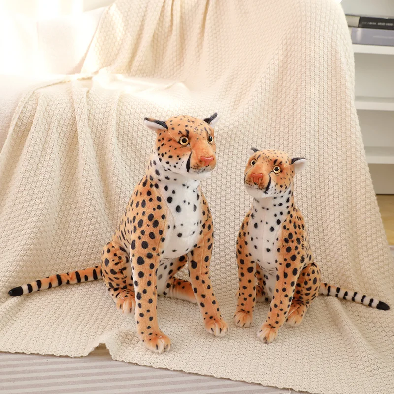 Stuffed Animal Leopard Doll Realistic Cheetah Plush Toy Home Decoration Birthday Presents For Kids