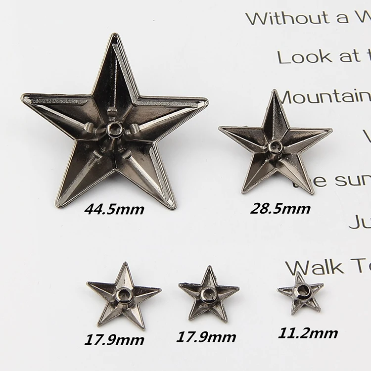 Wholesale Logo Custom Brass Stainless Steel Alloy plastic Star button rivets For Garment