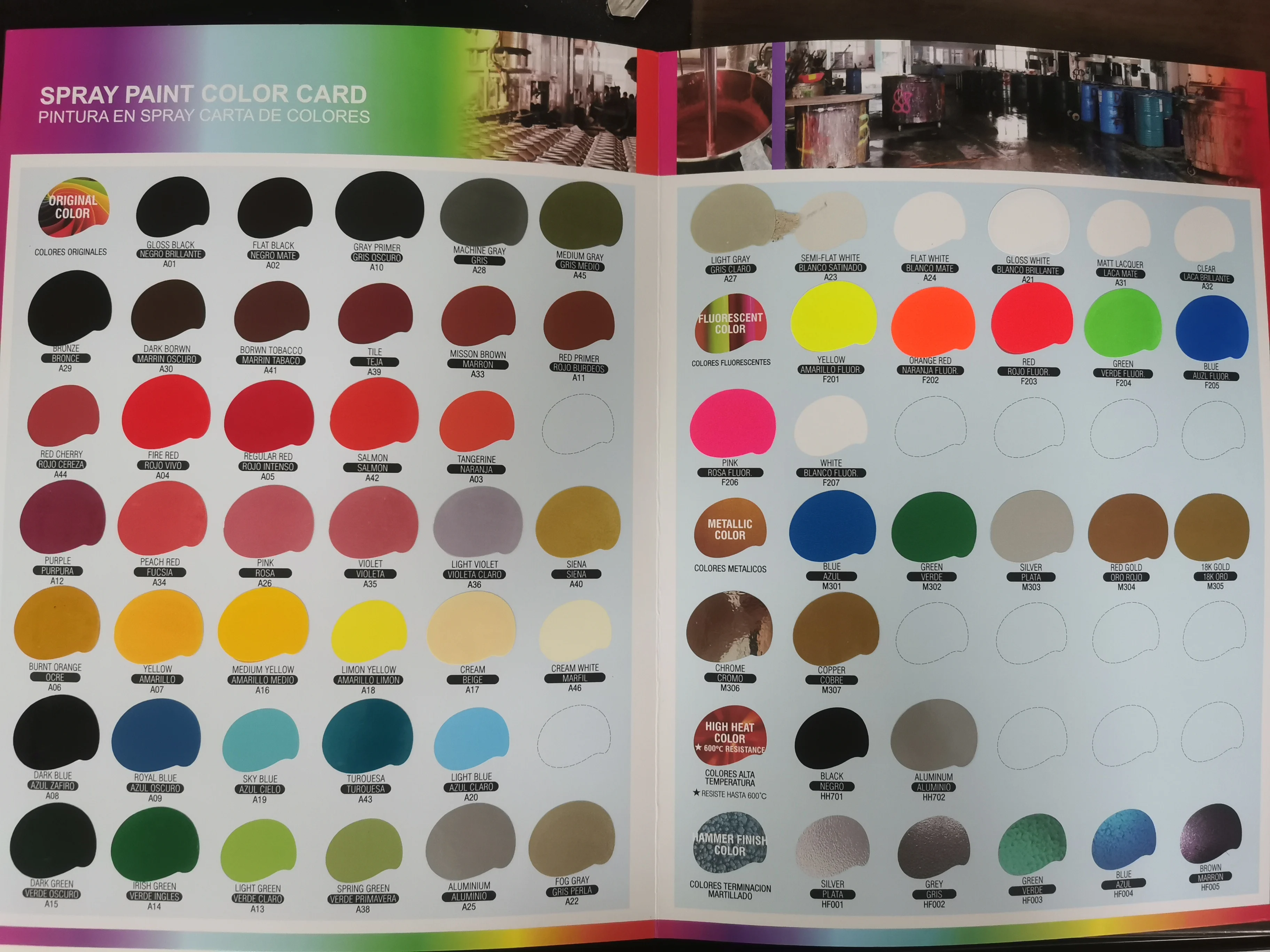 Aristo spray paint color chart,  color card