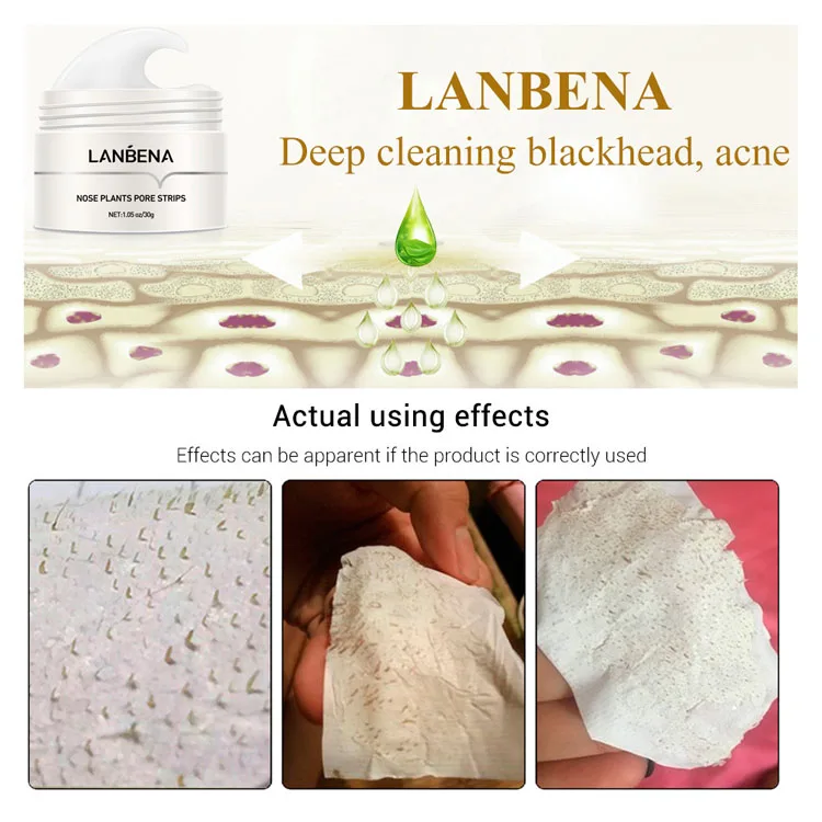 LANBENA New Face Blackheads Remover Peel Off Black Dots Mask  Nose Pore Strips Stickers Nose Mask