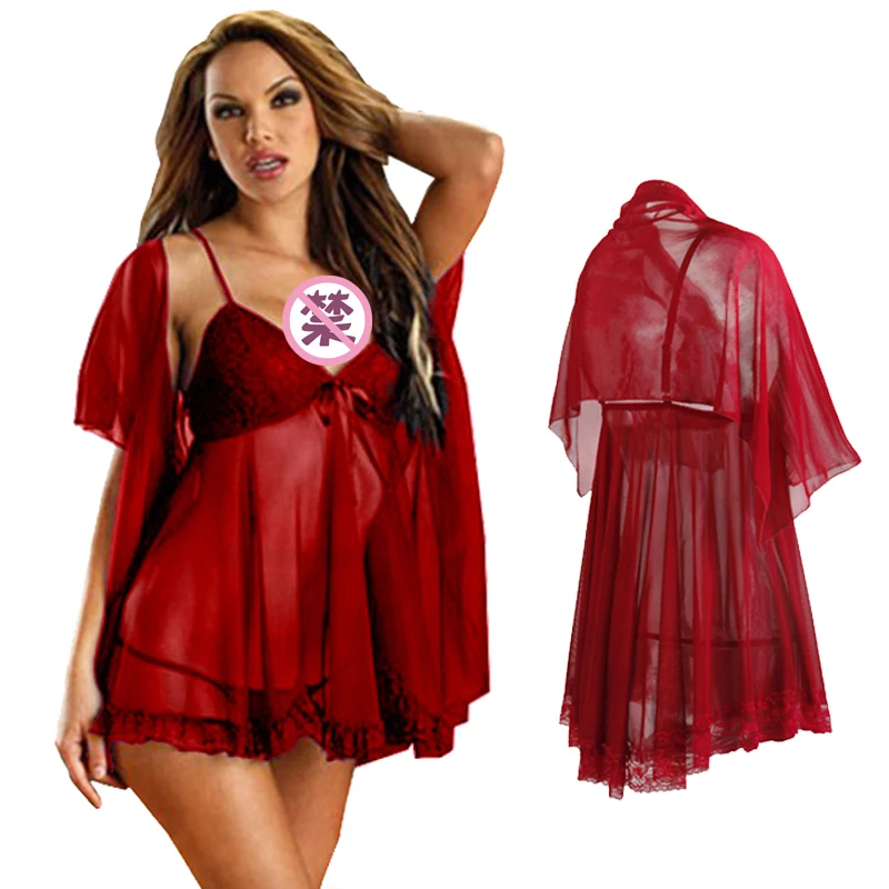 wholesale size plus Sexy lace nightdress Transparent lace Sexy women babydoll