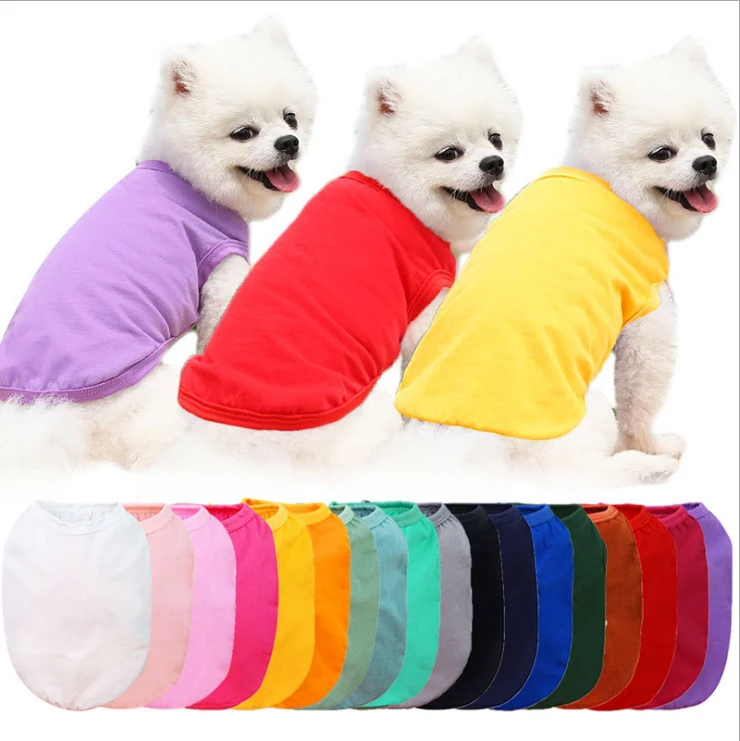 Wholesale Thin Summer Pure Cotton Solid Color Dog Pet Vest For Medium And Large Size Dog Dog Clothes