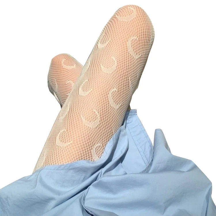 ALLCH RTS Fashion Sexy Women Spring Summer Panty Tights Stockings Pantyhose Knitting Moon Pattern Ladies Fishnet Black White