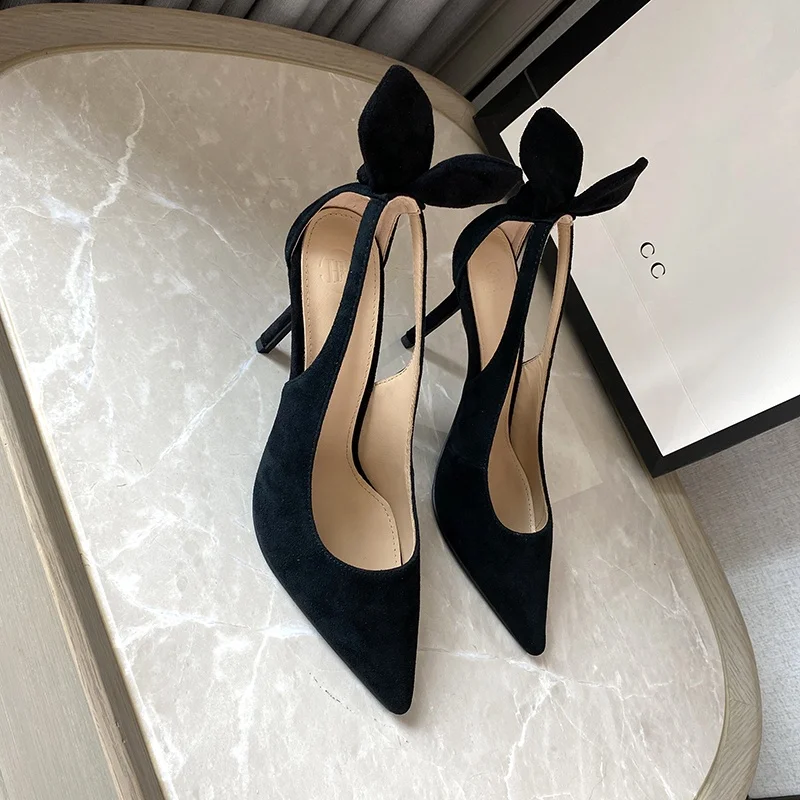 Custom High Heel Shoes Manufacturer Women Black Bowknot Party Pumps Female Pointed Toe Heel Shoes Custom Sexy Heels For Ladies