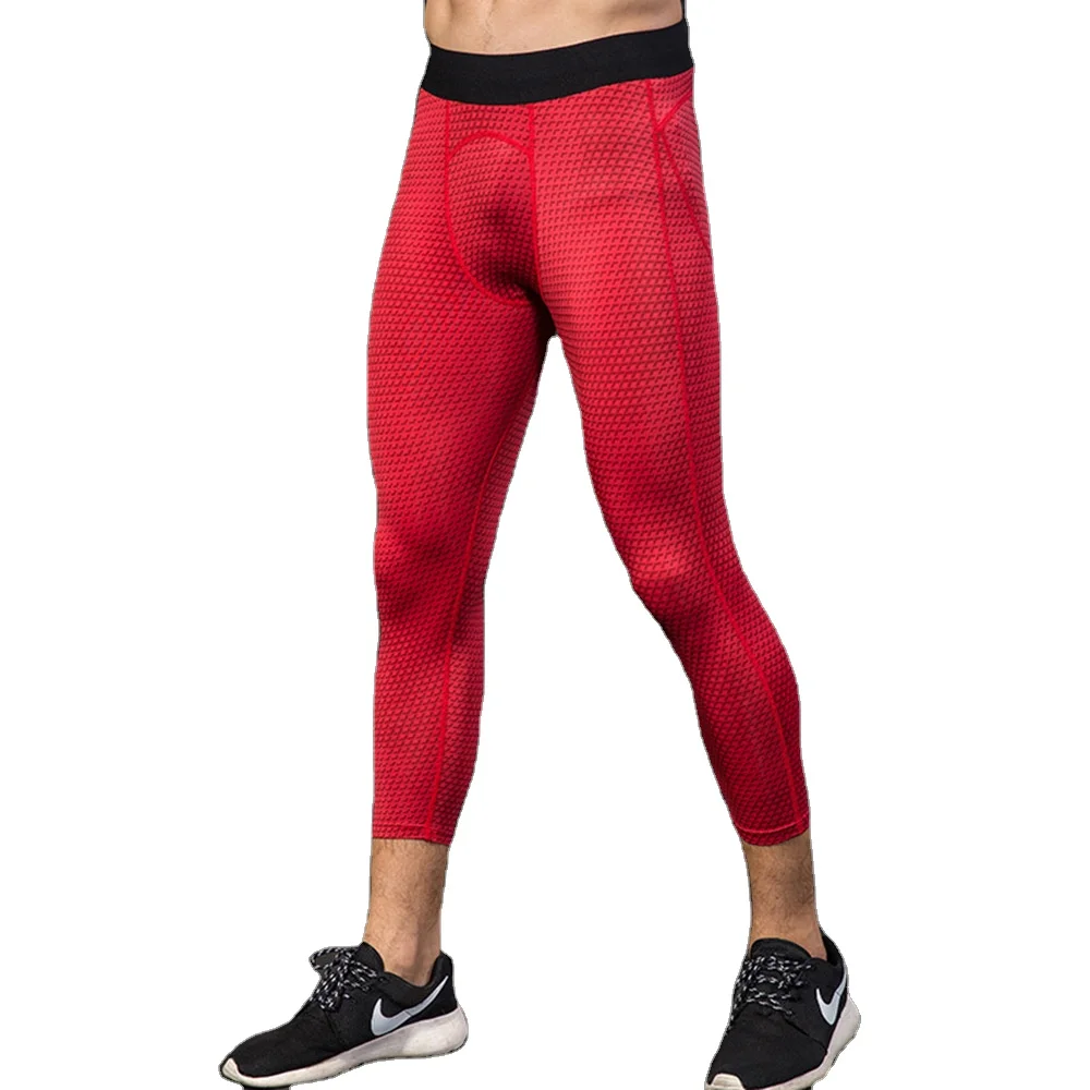 
Wholesale customs blank plaid capri compression tight leggings fitness workout gym stretch sweatpants leggings for men 