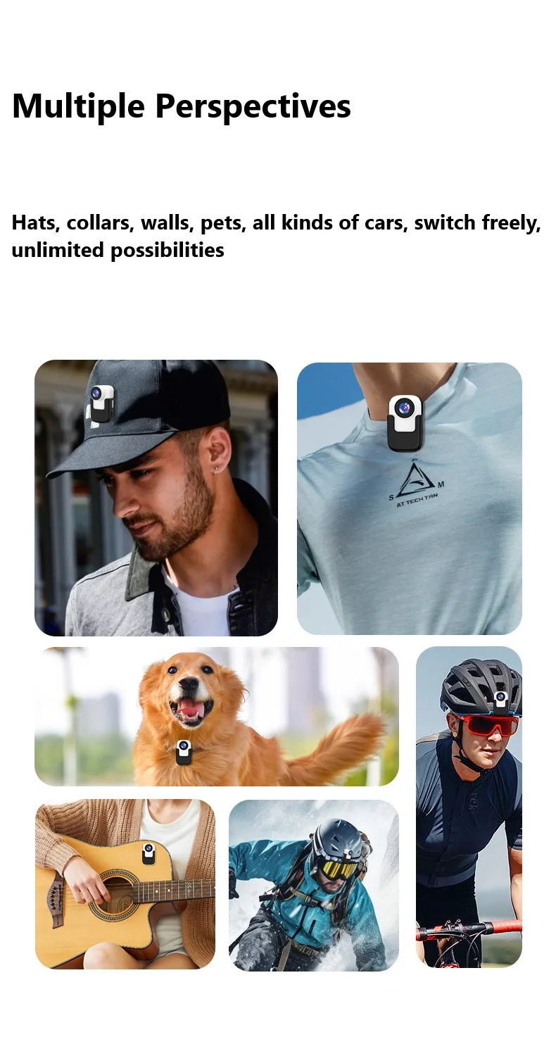 HD 1080 P Pet Sports Collar Mini Magnetic Thumb Action Camera Video Recording Outdoor Pet Safe Wireless Camera