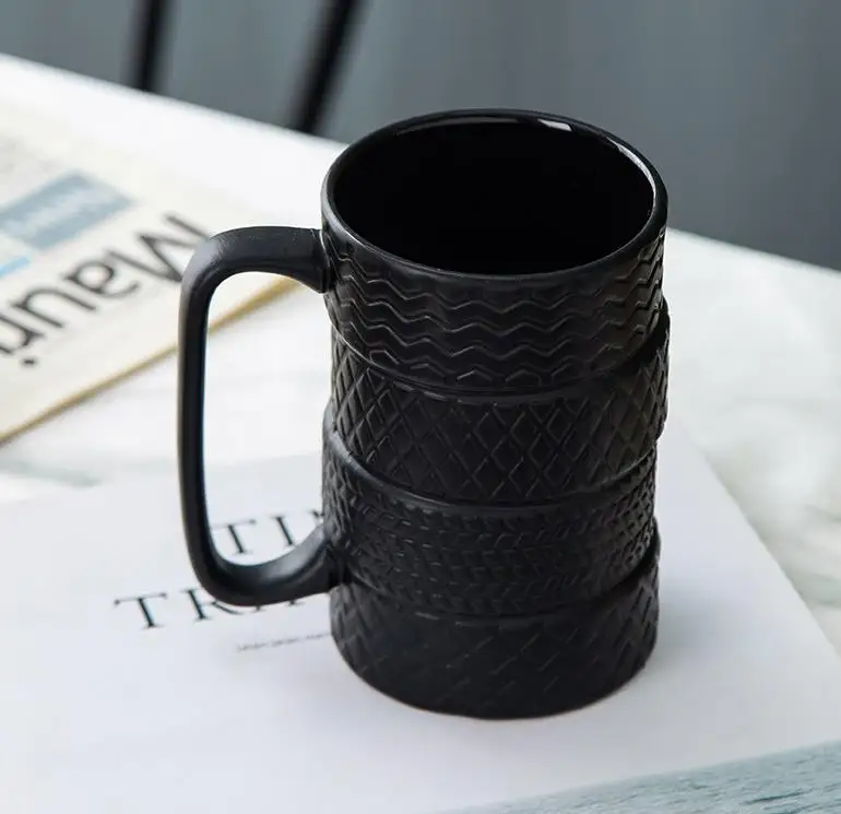 Sublimation  Large Capacity Ceramic Mug New Fancy Mug Ceramic Tire Mug