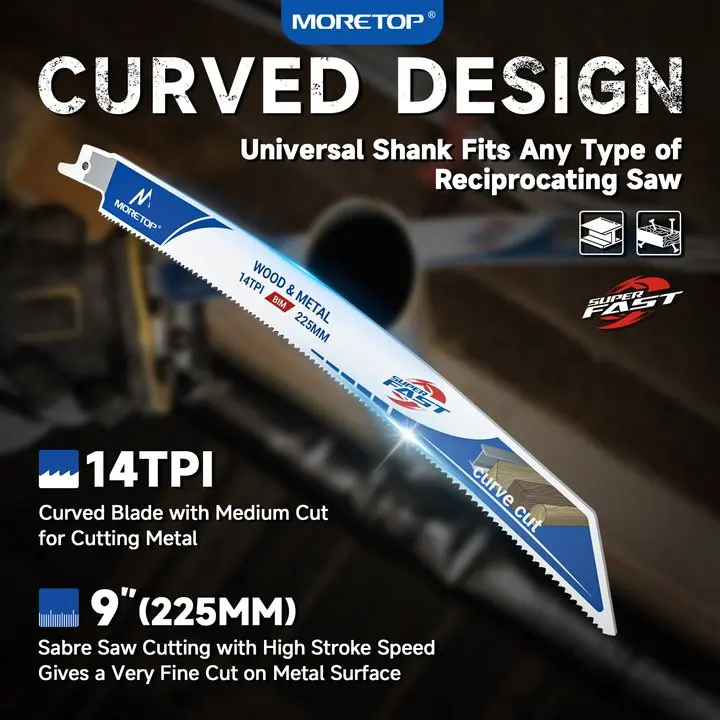 Superior Cutting Extra Long Blade Reciprocating Curved Saw Blade Wood Metal Sawzall Blade Fast Cutting