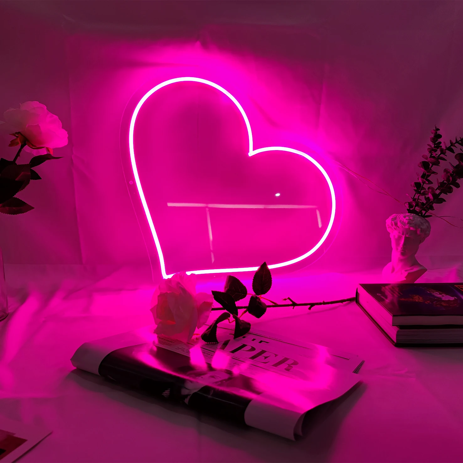 Wholesale factory directly sale customised acrylic backboard wedding heart shape led illuminate neon sign