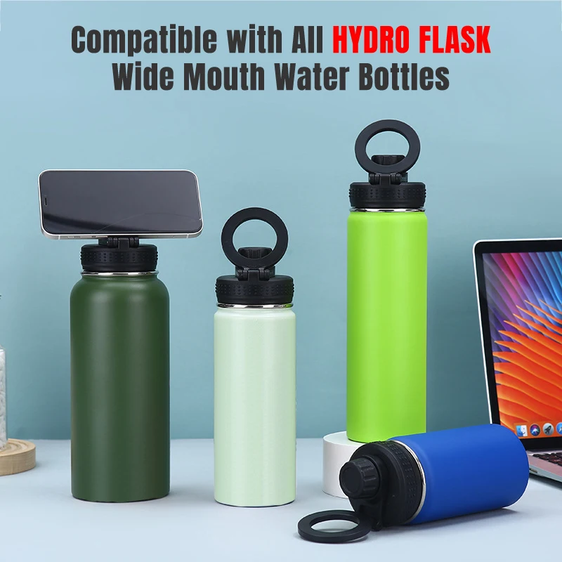 stainless steel sports magnet water bottle thermoflask camping water jugs 1l canteen water bottle with phone holder magnet