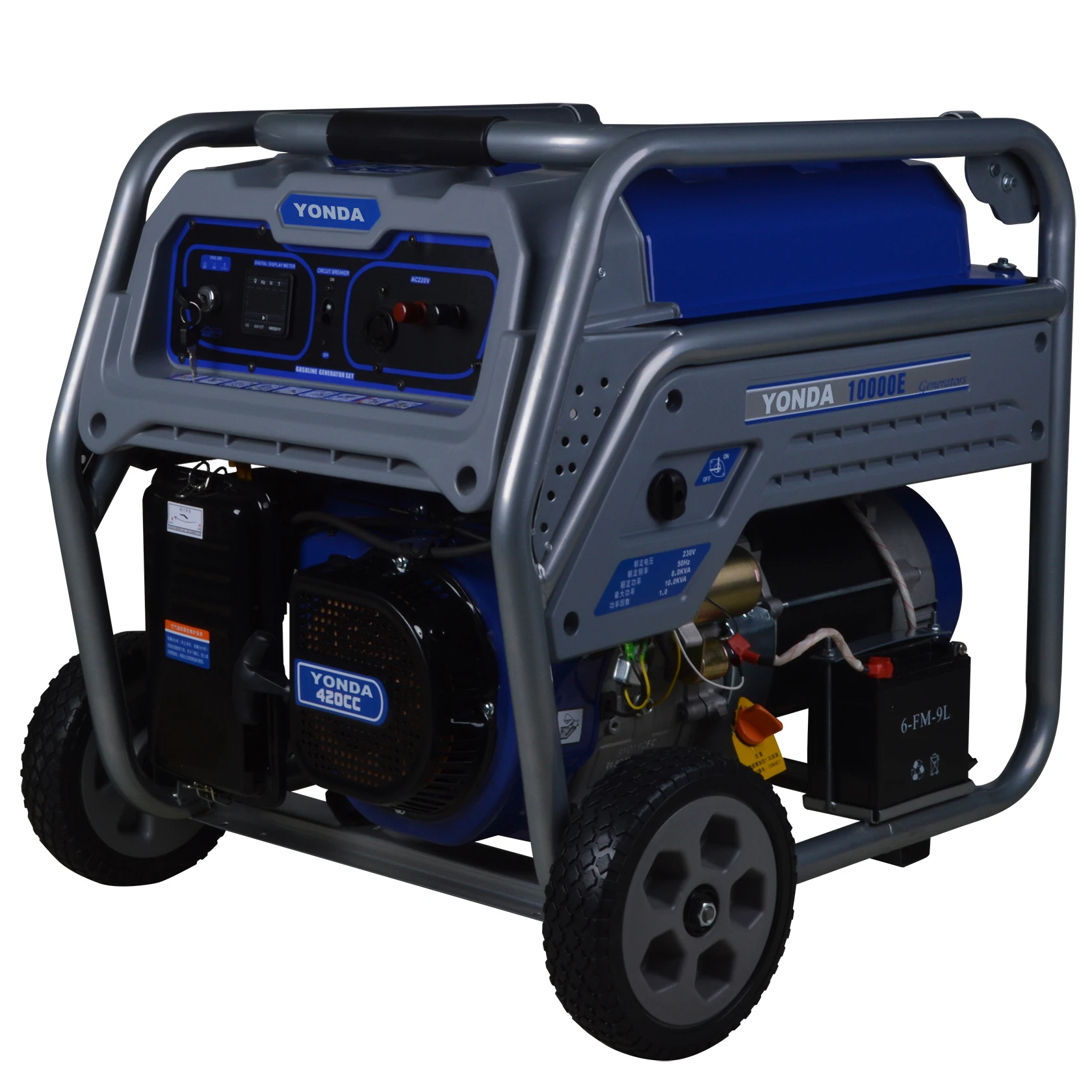  8kw 380V 400V 3-х фазный генератор с ручкой и колеса портативный модель YD10000C