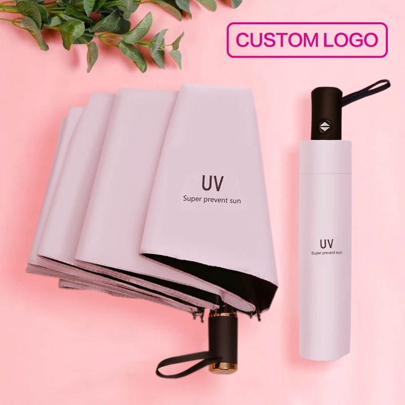 Travel Umbrella Custom Promotional Logo Printing 3 Fold Advertising Travel Folding Umbrella