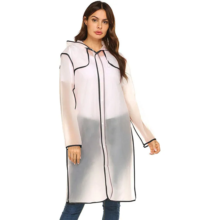 
Clear EVA Fashion Girl Trench Hood Transparent Rain Coat 