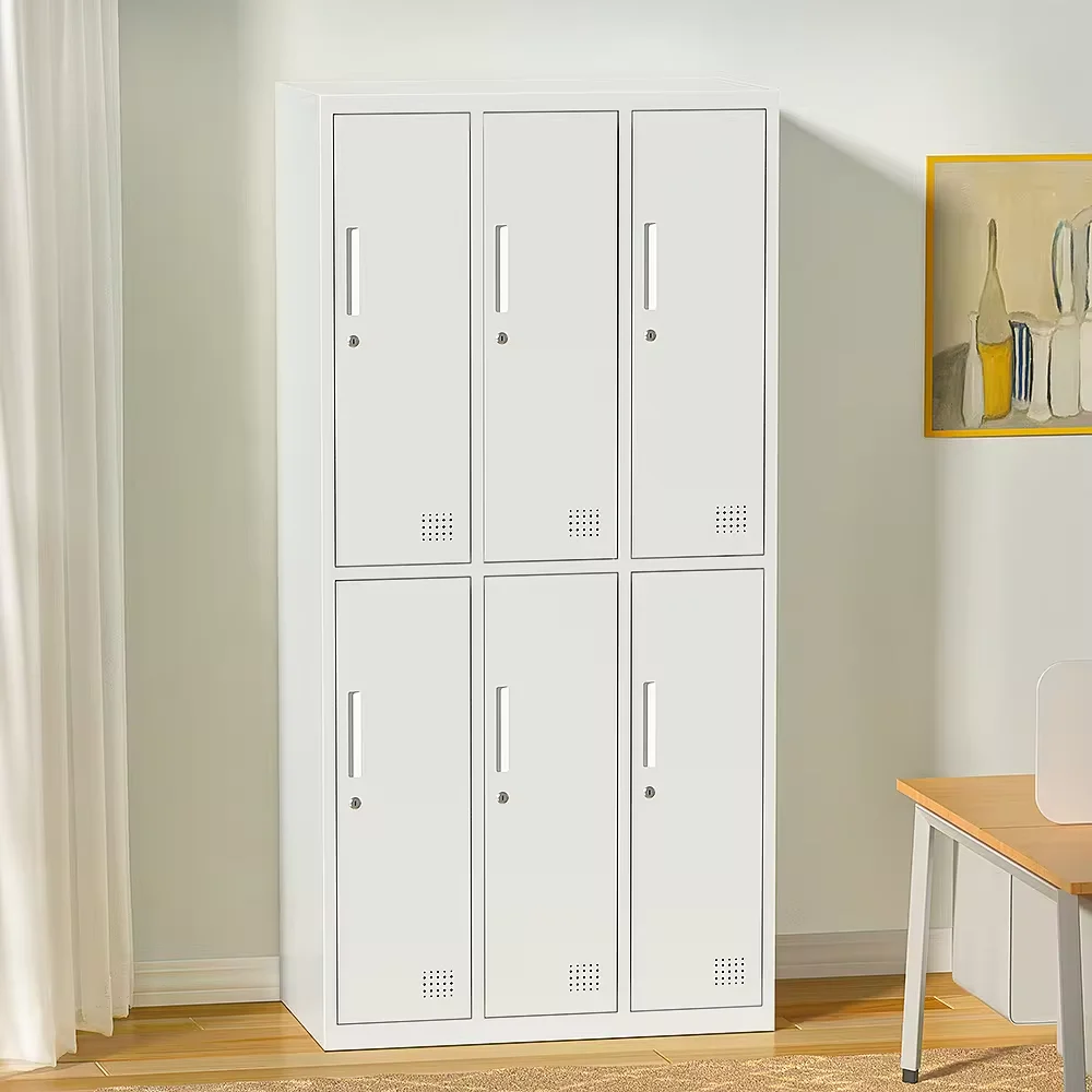 High quality file cabinet Steel Locker Cabinet 6 Door Wardrobe Clothes Storage iron cupboard clothing lockers of office home