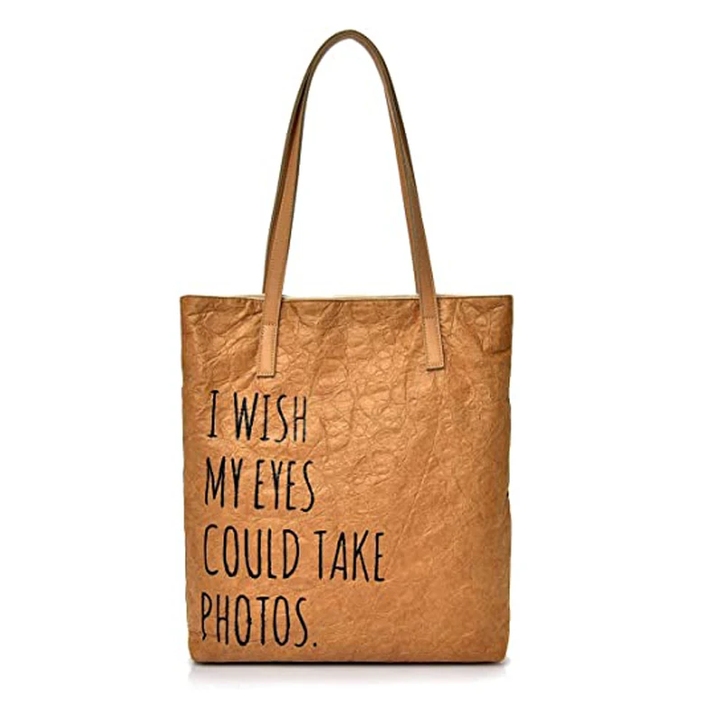 Large Capacity Logo Printed Women Top Handbag Washable Paper Beach Weekend Storage Bags Reusable Shopping Tote Bag Tyvek Bag