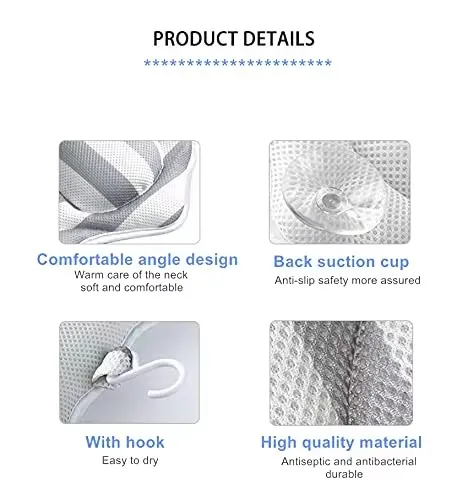Skymoving New Striped Bathtub Spa Bath Pillow Relieve Stress Rejuvenate With Neck and Head Rest Support Bath Pillow for Bathtub