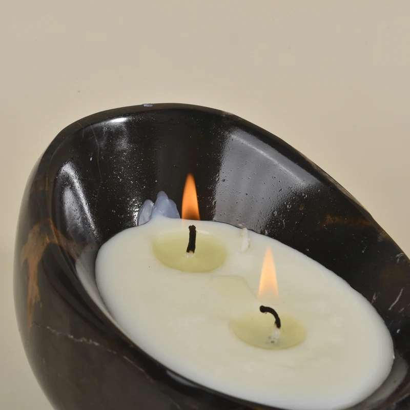 Factory direct sales natural marble bowl-shaped candle  holders, Wedding party home decor for  black marble Candle jar