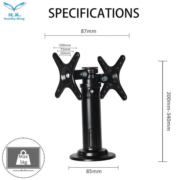 Height Adjustable Other Computer Accessories Aluminum Alloy Laptop Holder Stand And Lcd 2 Monitor Arm