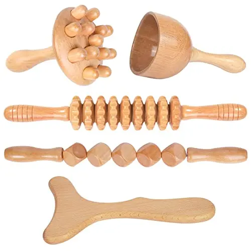 Hot Selling Wood Therapy Massage Tools Guasha Wood Stick Body Massager Set Tool
