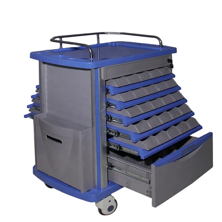 BT-MY002B Bestran cheap price Hospital ABS Medicine Trolley Double Sides Medical Emergency Crash Cart