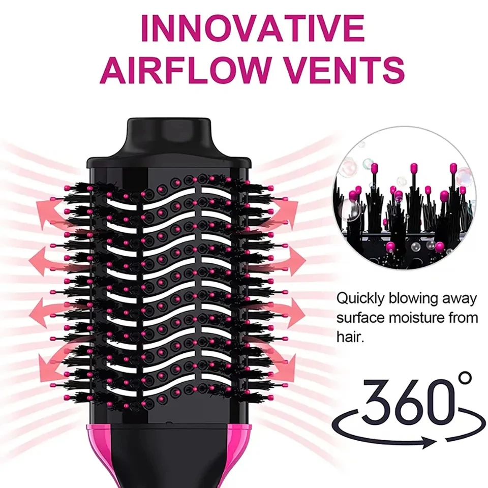 Professional 1200w 3 In 1 One Step Blow Hair Dryer Brush Straightener And Styler Rotary Volumizer Electric Hot Air Brush