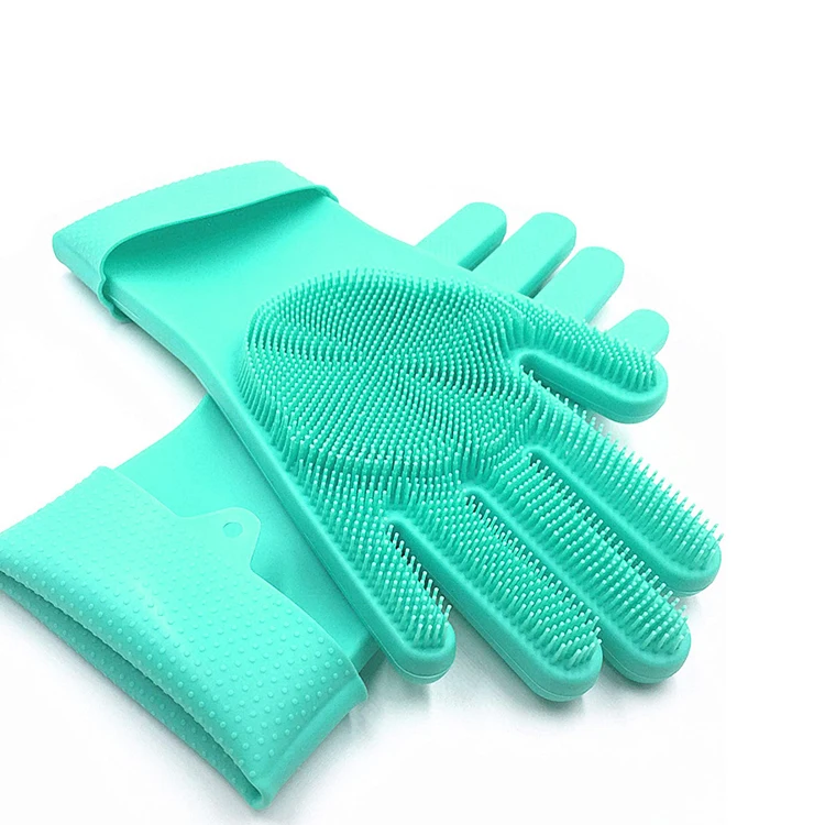 Cleaning Gloves Dishwashing Waterproof Heat Resistant Rubber Magic Silicone Dishwashing Scrubber Gloves Kitchen Gloves