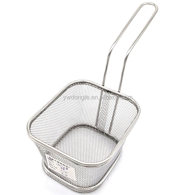 
Kitchen Accessories Sliver Black Color Mini Chips Fries Serving Basket French Fries Basket Frying Basket 