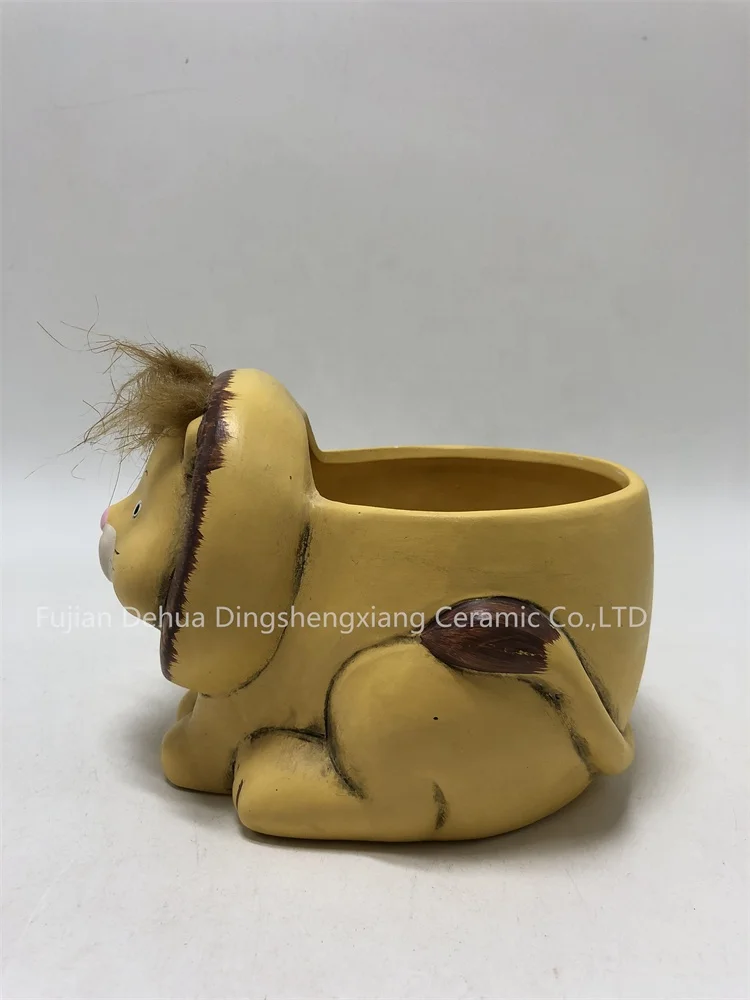 Hot Sale Cute Animal Lion Shape Desktop Succulent Planters Modern Ceramic Flower Pots For Home Decor