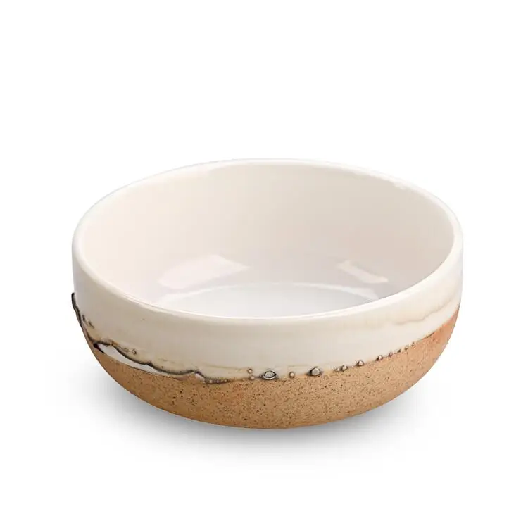 Custom OEM colorful reactive glaze retro rustic stoneware porcelain ceramic bowl