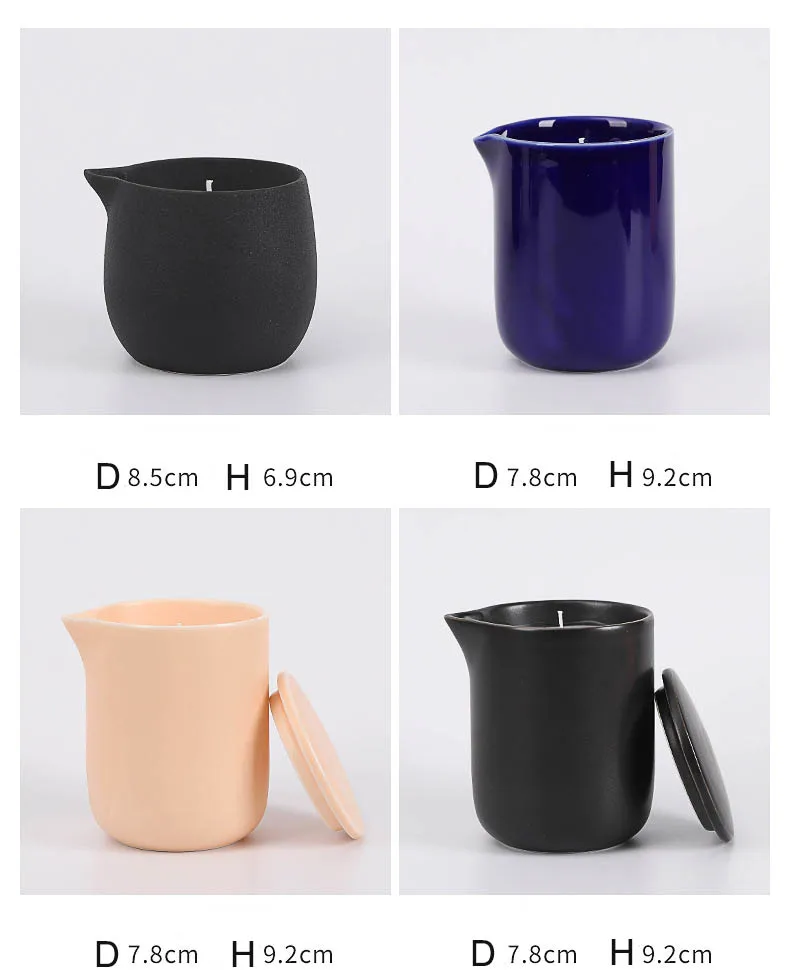 Wholesale Colorful Essential Oil Ceramic Candle Jars Empty Massage Candle Jar with Spout