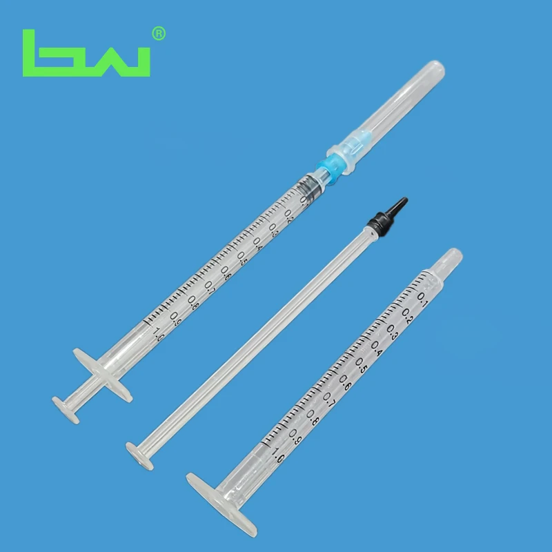
disposable vaccine syringe 1ml with needle luer lock/slip hypodermic syringe 1cc 