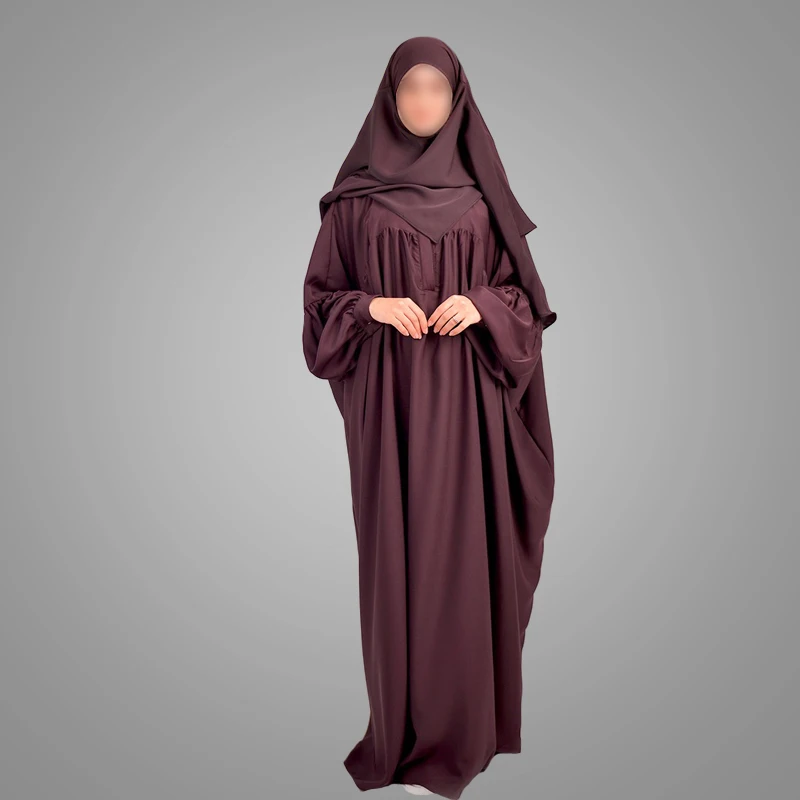 Modern Elegant Muslim Women Abaya Loose Fitting Plus Size Dress Dubai Arabic Style Jilbaya Women Burgundy Kaftan Islamic Clothes