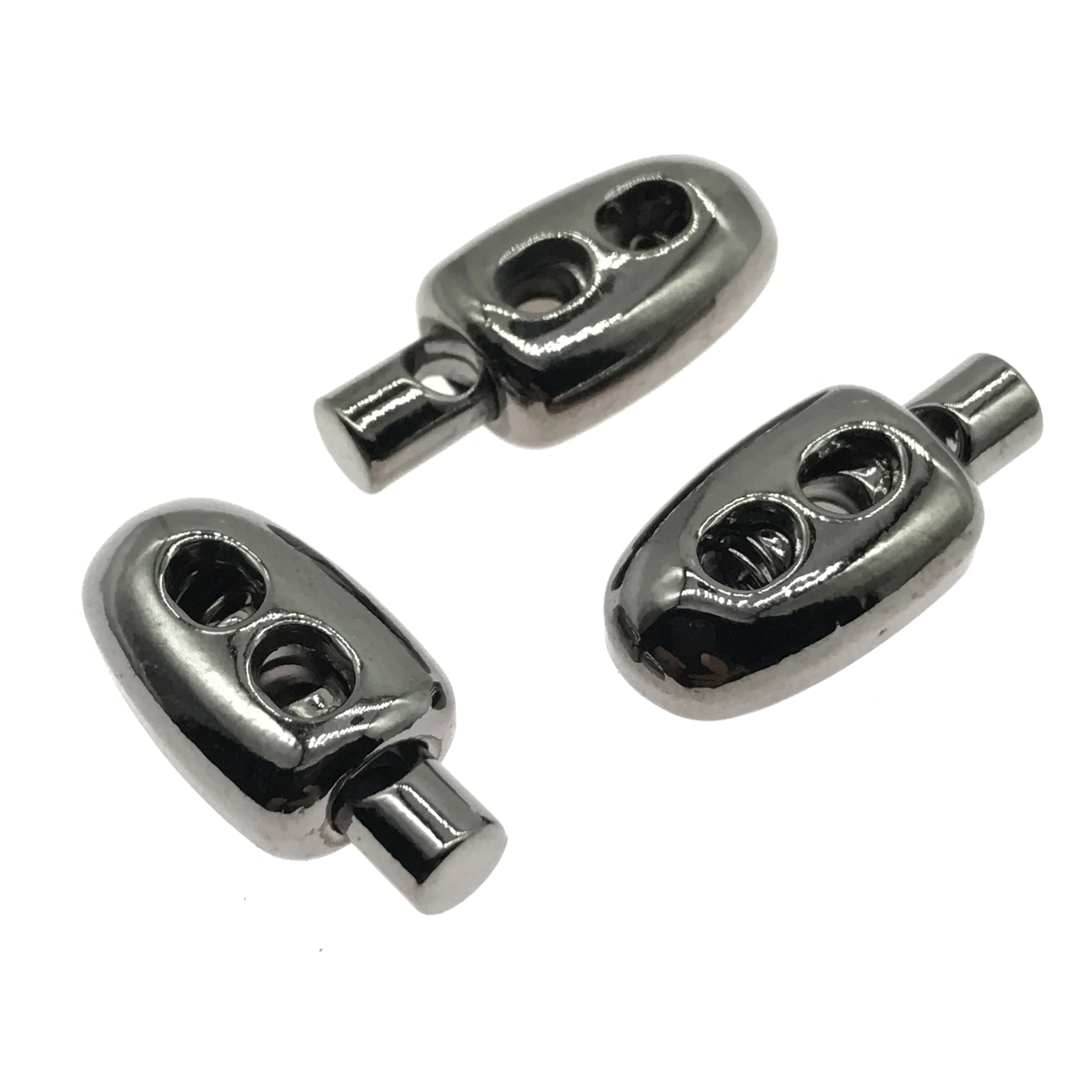 Fashion Customized Logo Black Drawstring Rope Lock Metal Cord Stopper