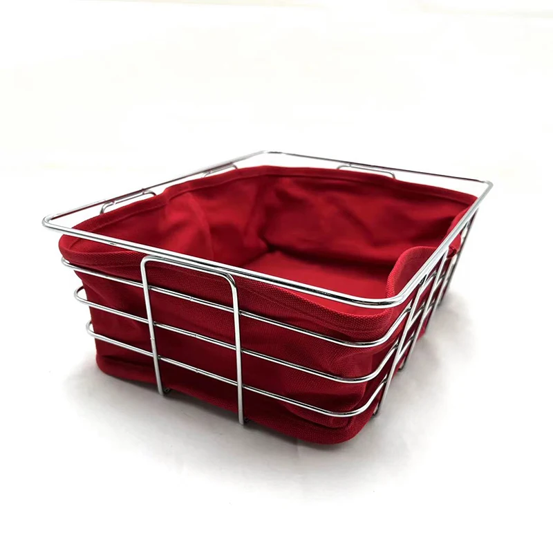 Wire Design Decorative Style  Bread Food Serving Fabric Bag Bread Basket