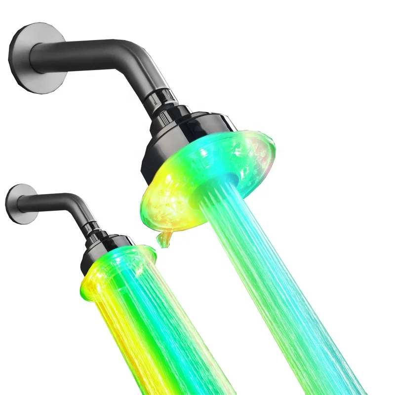 Adjustable 2 Water Jets Temperature control 3 colour led Shower Head in rgb