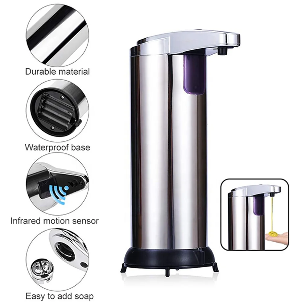 Divtop Bathroom Automatic Foaming Touchless 350ml 12oz Battery Operated Hand Free Foam Liquid Soap Dispenser for Kitchen