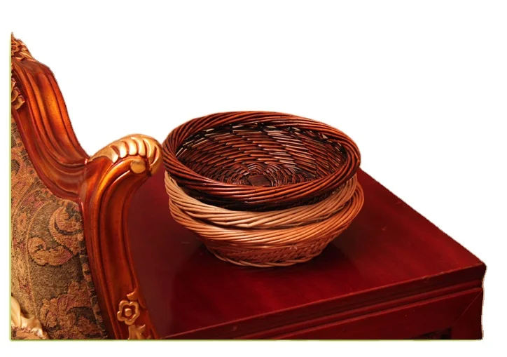 Hot Sale Handmade Wicker/Willow Fruit Basket Three-Color Decorative Handweaving