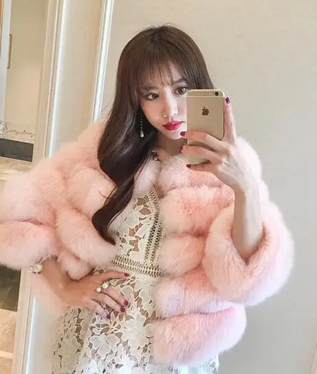 
Mink Coats Women Top Fashion Pink FAUX Fur Coat Elegant Thick Warm Outerwear Fake Fur Woman Jacket 
