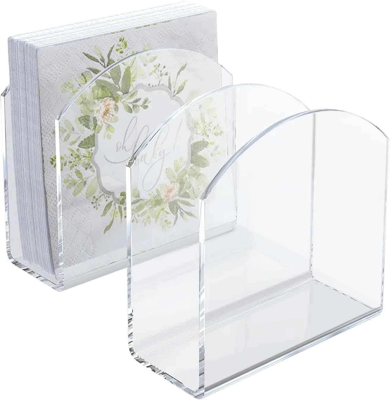 Transparent Crystal Clear Acrylic Napkin Holder Independent Desktop Tissue Box Dispenser Dinner Kitchen Restaurant Home Decor