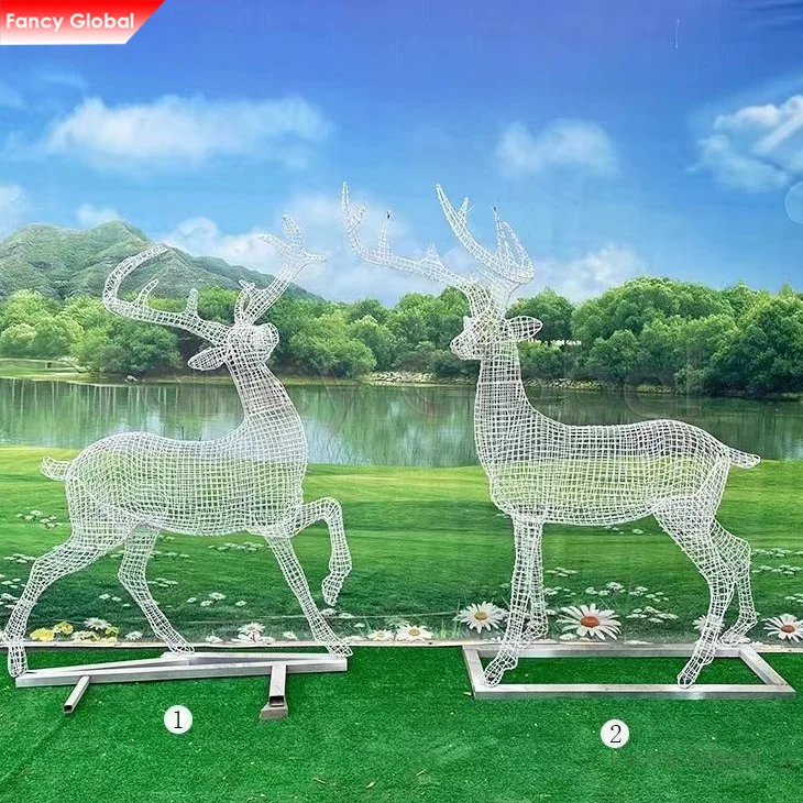 Hot Sale Animal Sculpture Giraffe Garden Statue Stainless Steel Sculpture Art Outdoor Precision Sculpture Deer