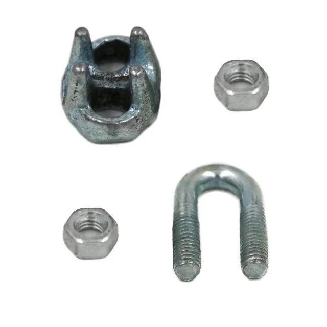 Heavy duty type adjustable wire rope cross loop clamp M18 size Galvanized steel DIN 741 Malleable for wire rope fitting