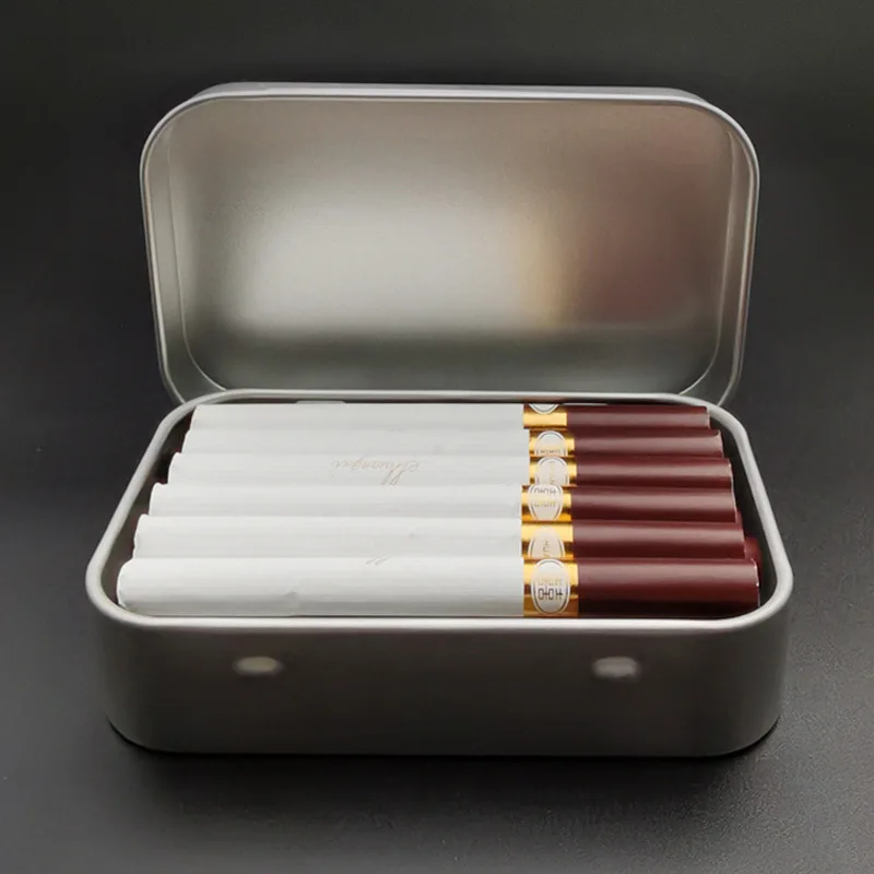 Bulk Portable Hinge Lid Metal Storage Box Small Rectangular Tobacco Tin