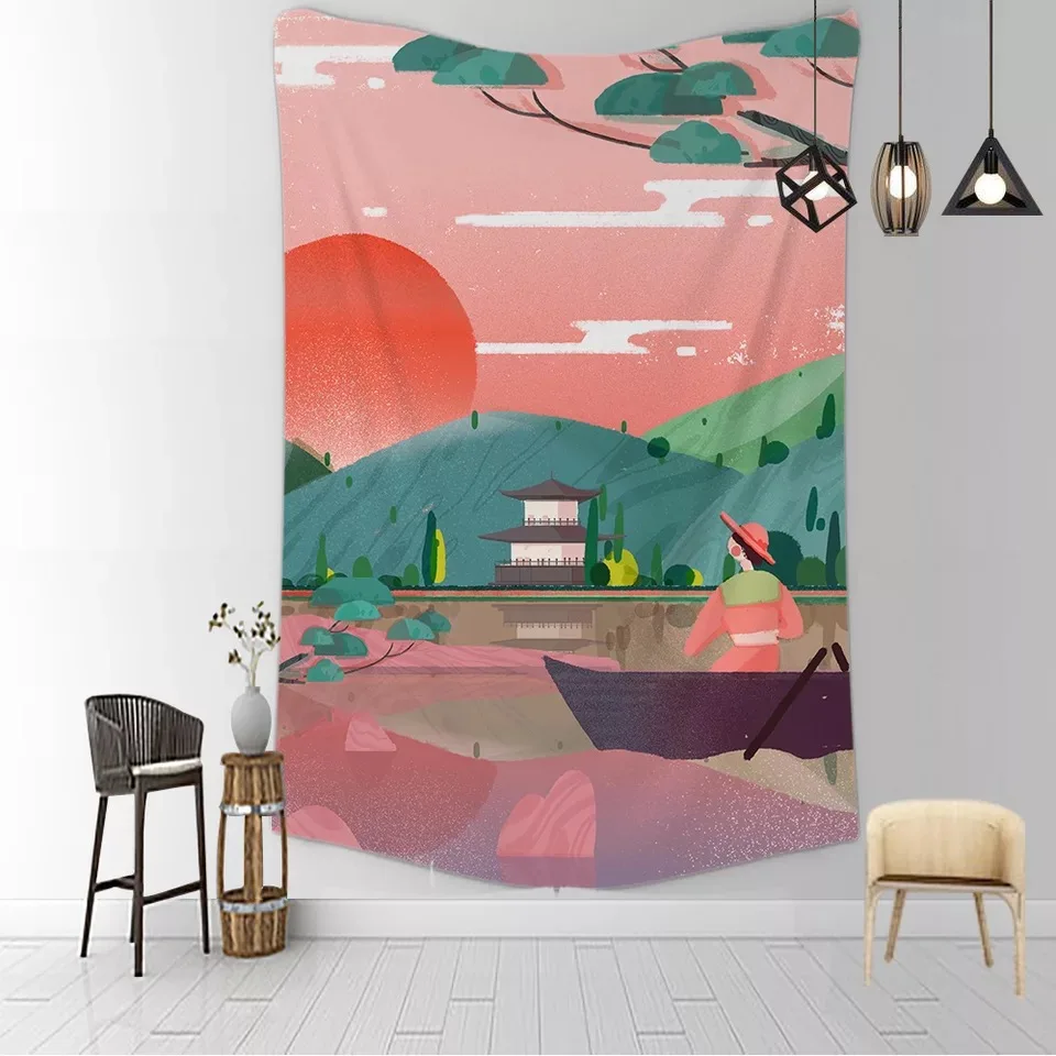 ins household goods background cloth tapestry Japanese style wall hanging beach mat hanging cloth