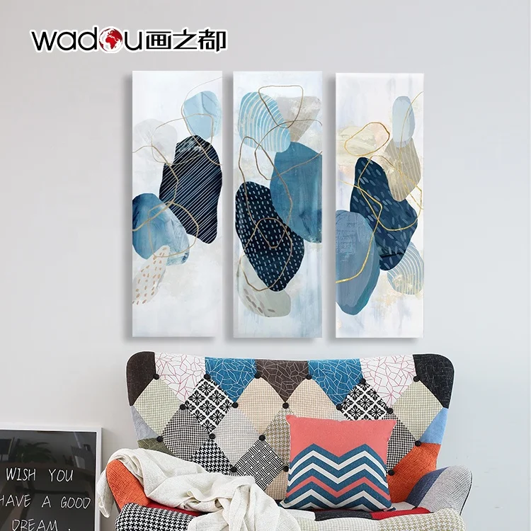 3 Panels Wall Art Bedroom Decoration Foil Custom Print Pearlized Canvas Print Modern Abstract Canvas Wall Art Printed