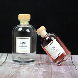 100ml 250ml 375ml 500ml Round Clear Frosted Wine Bottle Vodka Glass Bottle With Wooden Cork Stopper