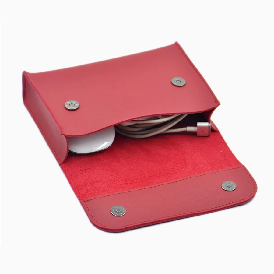 Customized Logo & text Travel Digital Bag Cable Charger Organizer Classification Separated Storage Travel Accessories Leather