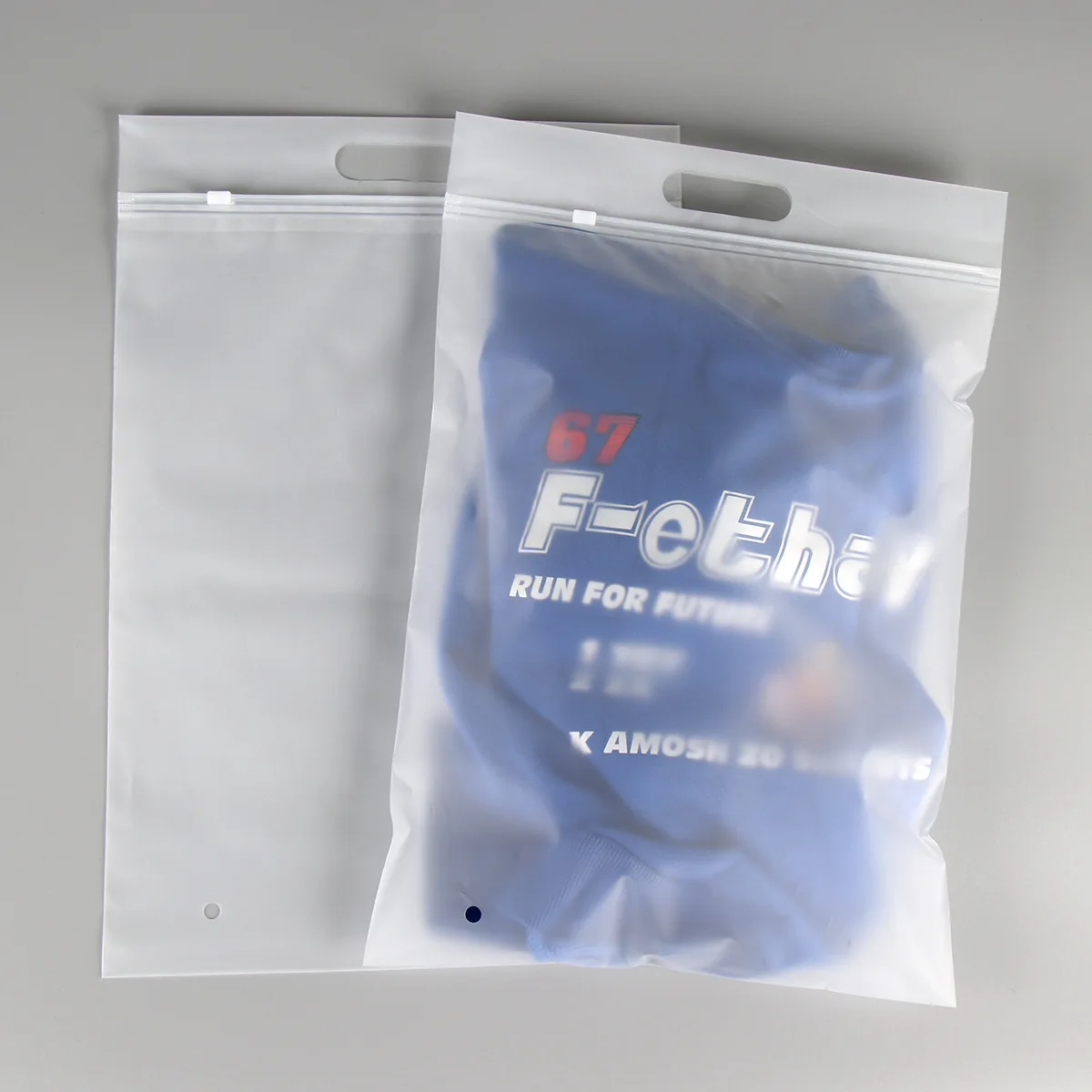 Custom printed clothing plastic zipper bag zip lock bag with handle