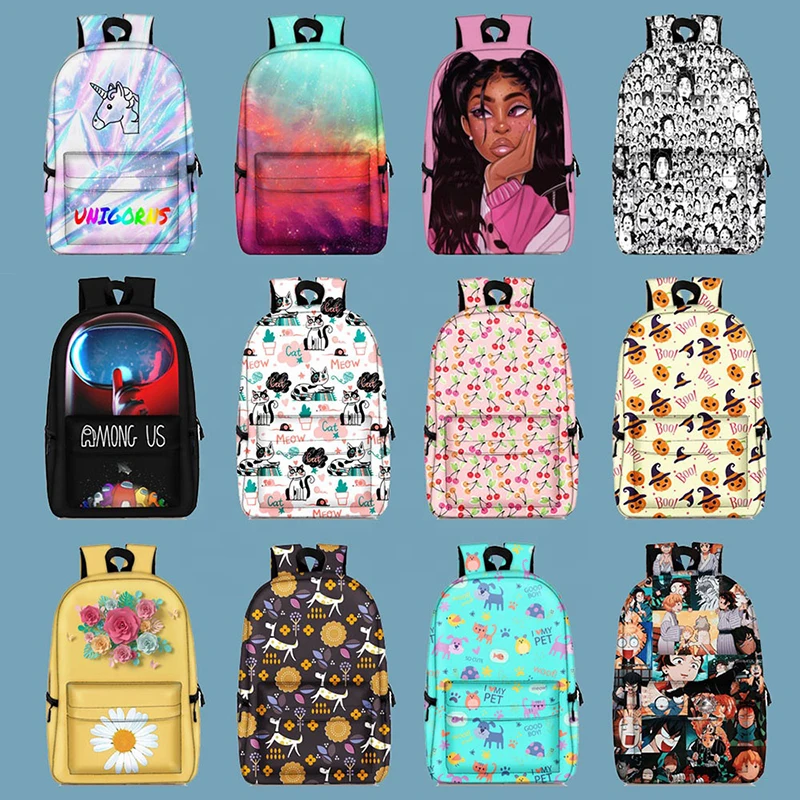 wholesale 3D blank all over print large laptop travel backpack custom logo packs sports student backpack bag maker