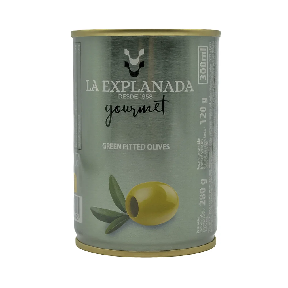 Hot Selling Excellent Taste Appetizer Pitted Green Olives Drained Weight 120 Gr In Cans For Best Restaurant