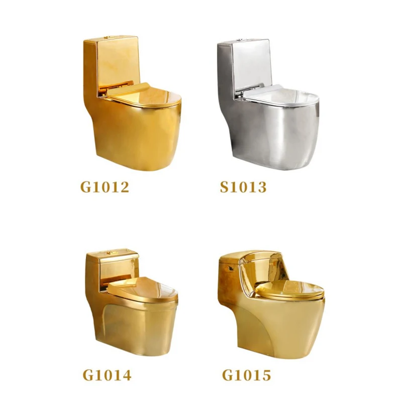 Luxury Golden Color Bathroom Sanitary Ware Commode Ceramic Wall Mounted Gold Hanging Toilet